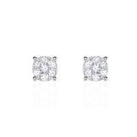 Boucles D'oreilles Puces Charlene Or Blanc Diamant Synthetique
