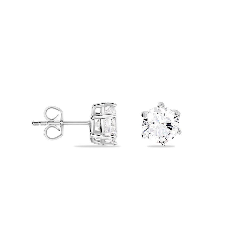 Boucles D'oreilles Puces Kylianna Argent Blanc Oxyde De Zirconium - Boucles d'oreilles fantaisie Femme | Histoire d’Or