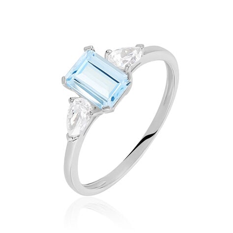 Bague Medyna Or Blanc Topaze Et Oxyde De Zirconium - Bagues solitaires Femme | Histoire d&rsquo;Or