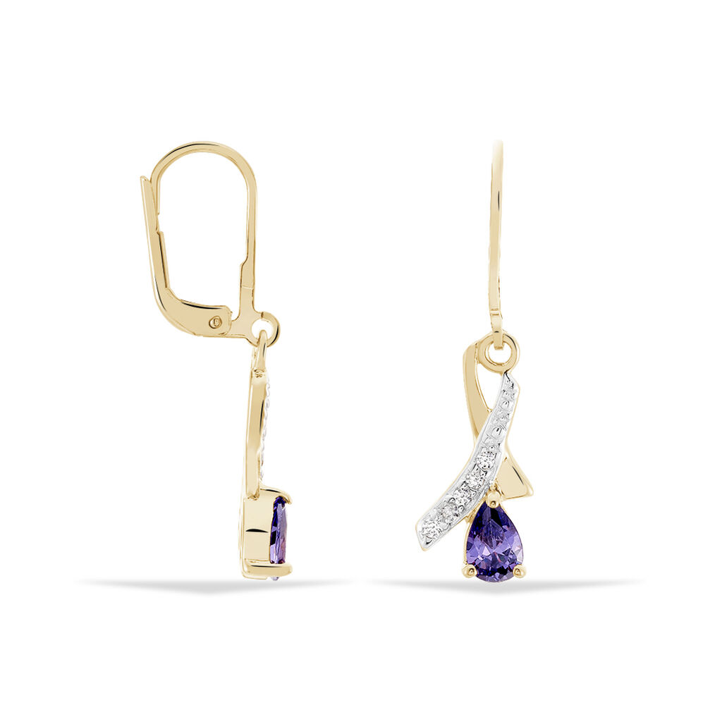 Boucles D'oreilles Pendantes Dyanah Plaque Or Jaune Oxyde De Zirconium - Boucles d'oreilles fantaisie Femme | Histoire d’Or