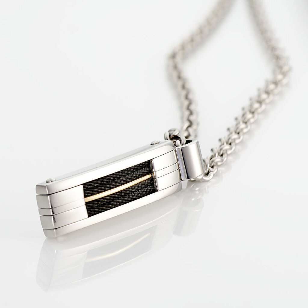 Collier Charlie-rose Acier Blanc - Colliers Homme | Histoire d’Or