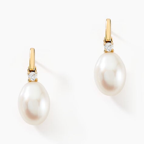 Boucles D'oreilles Pendantes Linzi Or Jaune Perle De Culture - Boucles d'oreilles pendantes Femme | Histoire d’Or