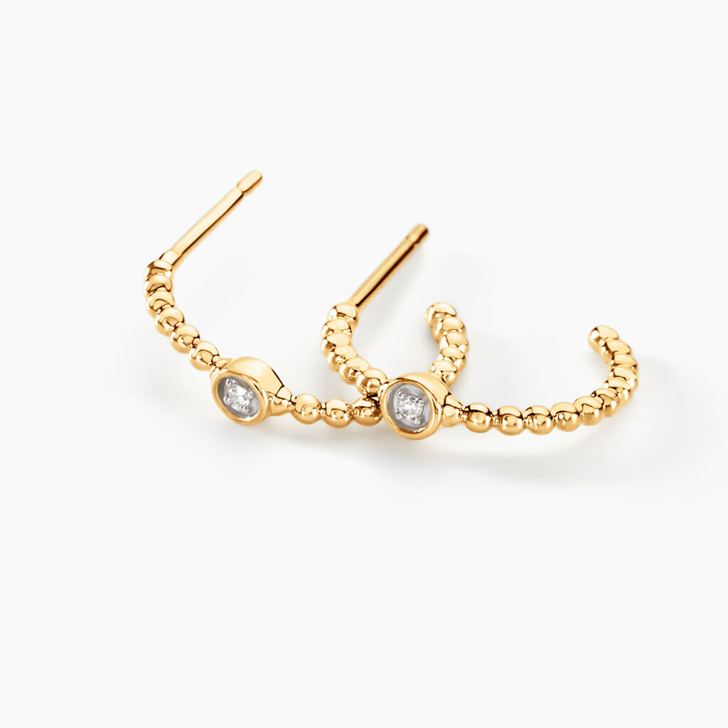 Cr&eacute;oles Pearly Effect Or Jaune Diamant - Boucles d'oreilles cr&eacute;oles Femme | Histoire d&rsquo;Or