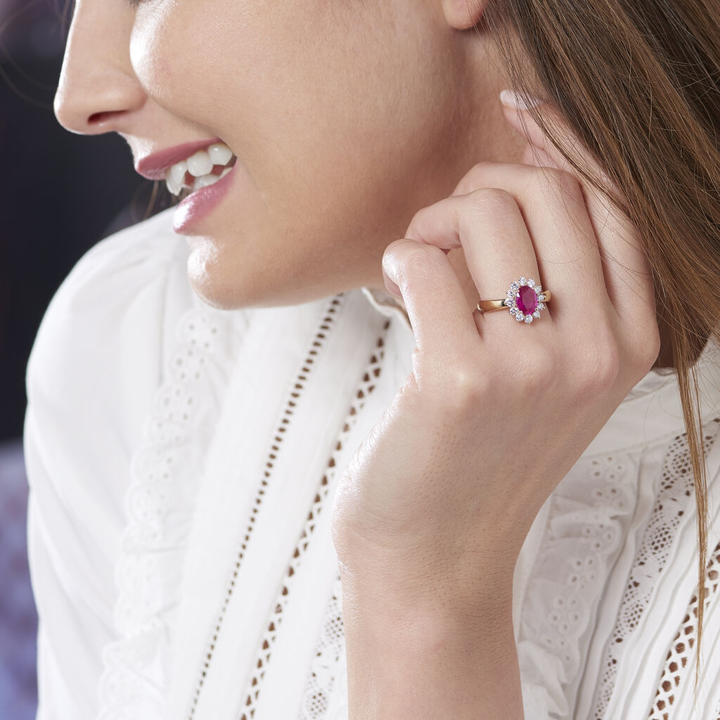 Bague Or Jaune Rubis Diamants - Bagues solitaires Femme | Histoire d’Or