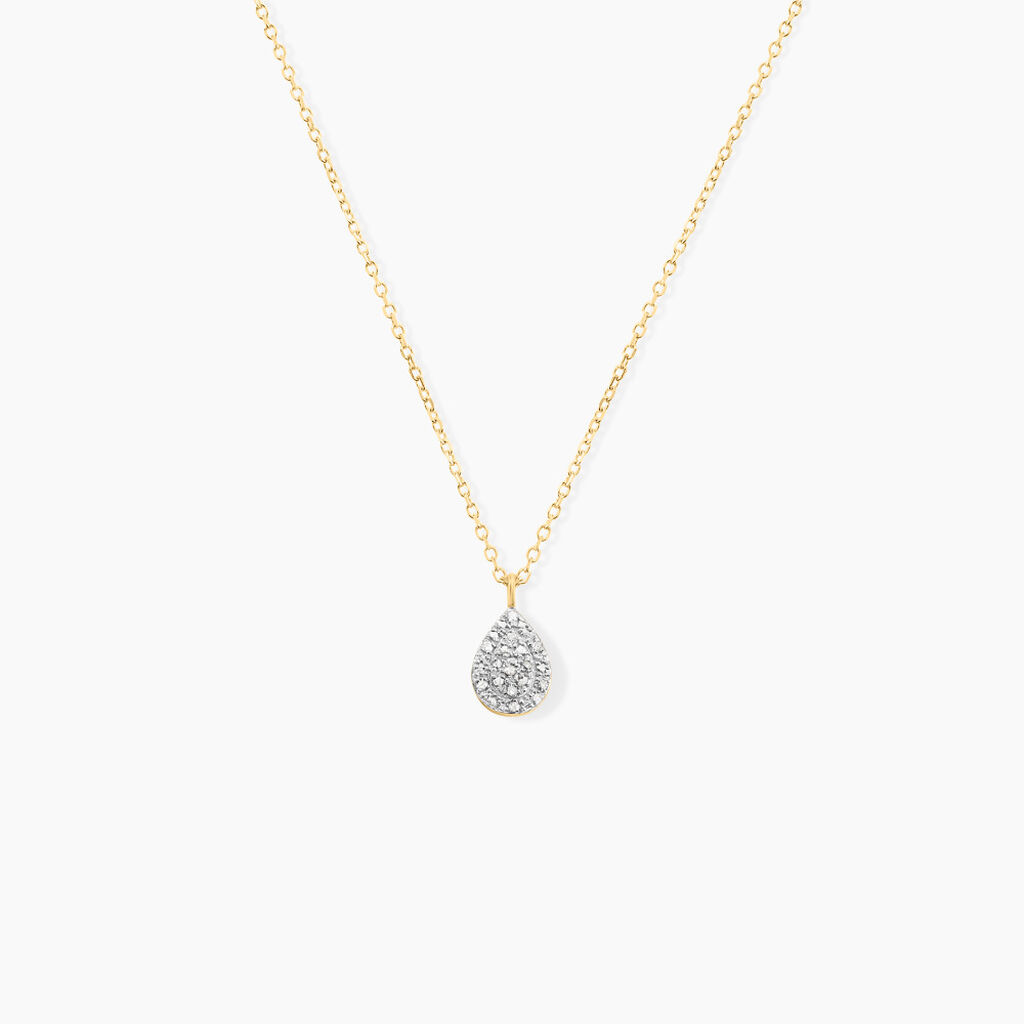 Collier Pear C Or Jaune Diamant