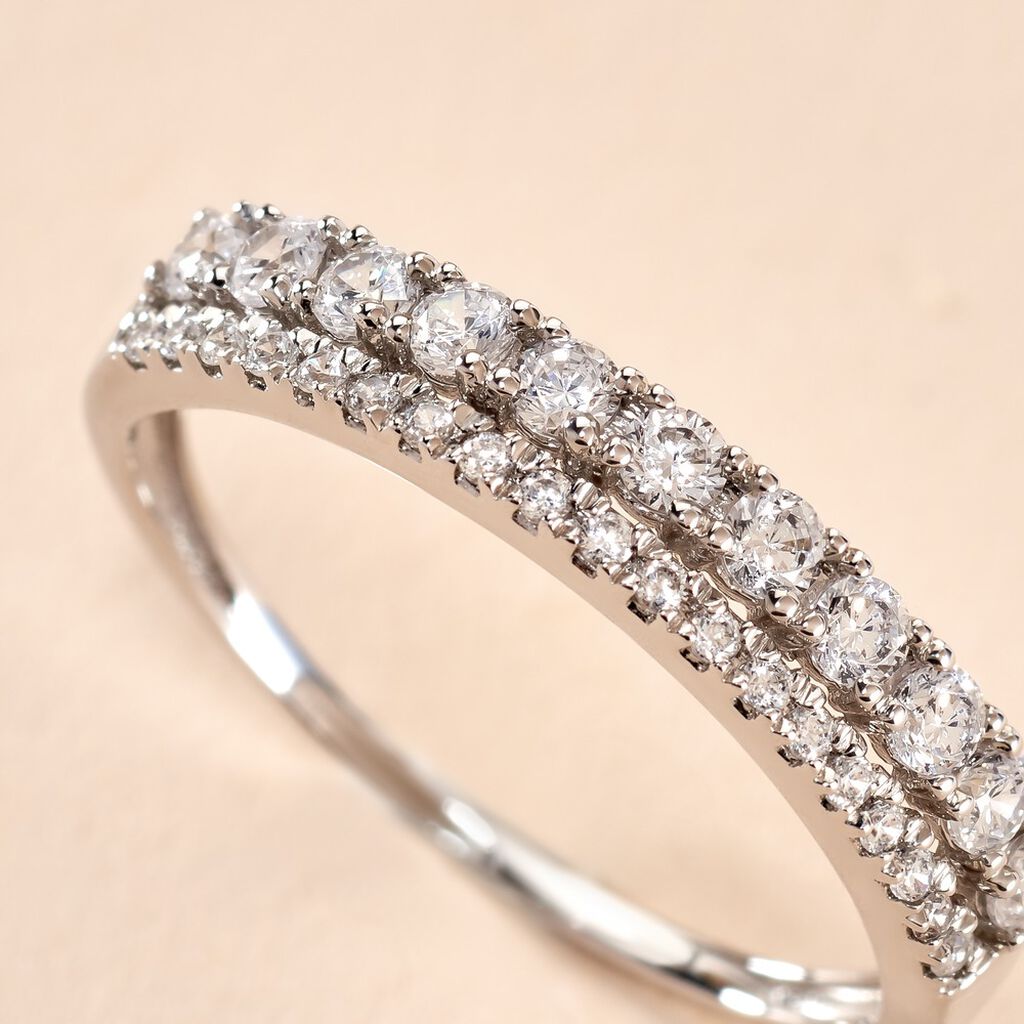 Bague The Crown Or Blanc Oxyde De Zirconium - Bagues avec pierre Femme | Histoire d’Or