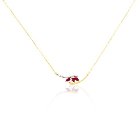 Collier Petale Or Bicolore Rubis Et Diamant - Colliers Femme | Histoire d’Or
