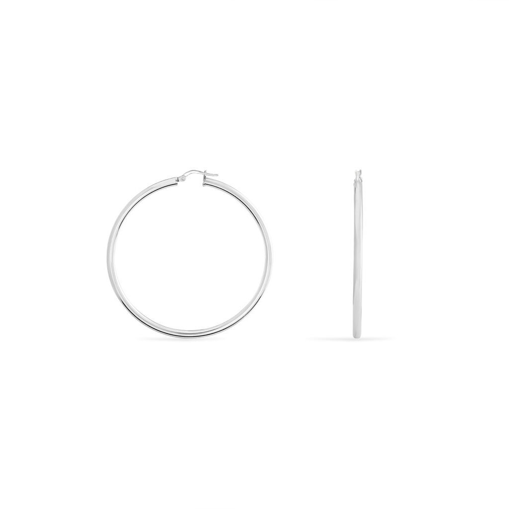 Créoles Argent Blanc Anne - Boucles d'oreilles créoles Femme | Histoire d’Or