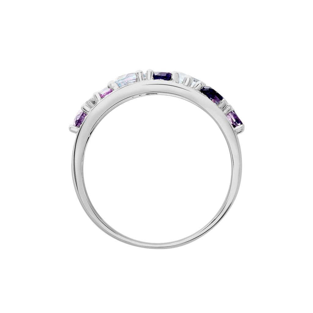 Bague Multicolore Or Blanc Topaze Et Amethyste Et Saphir - Bagues avec pierre Femme | Histoire d’Or