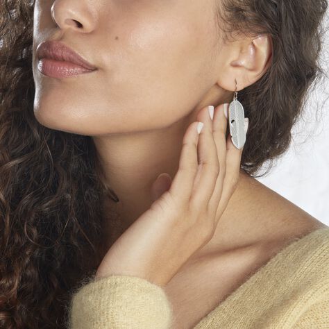Boucles D'oreilles Pendantes Tia Acier Blanc - Bijoux Plume Femme | Histoire d’Or