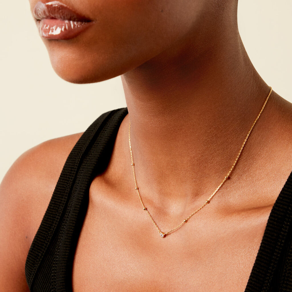 Collier Aura Plaqu&eacute; Or Jaune Oxyde De Zirconium - Colliers fantaisie Femme | Histoire d&rsquo;Or