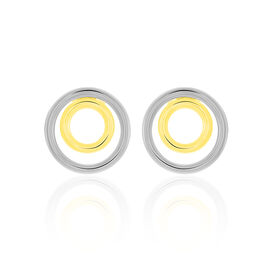 Boucles D'oreilles Pendantes Berangere Double Cercles Or Bicolore - Boucles d'oreilles pendantes Femme | Histoire d’Or