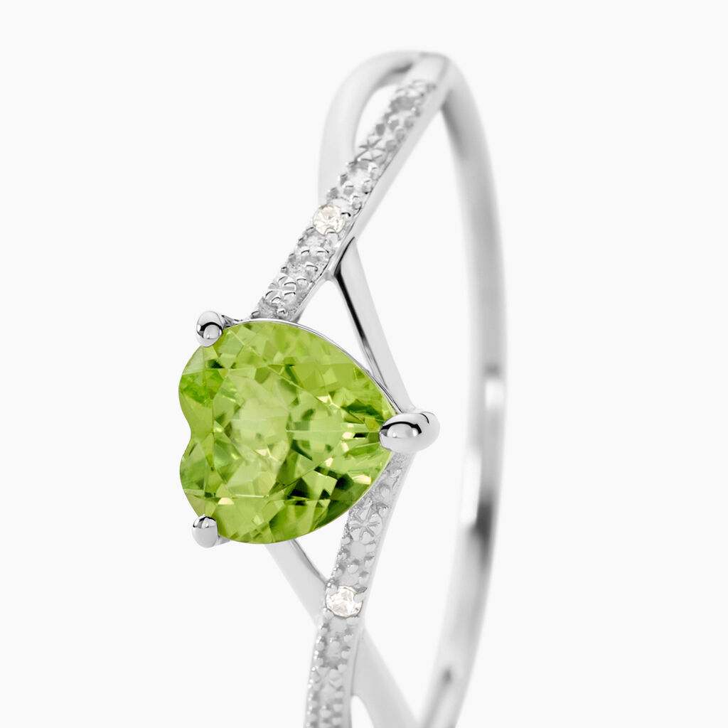 Bague Clothilde Or Blanc Peridot Et Oxyde - Bagues solitaires Femme | Histoire d&rsquo;Or