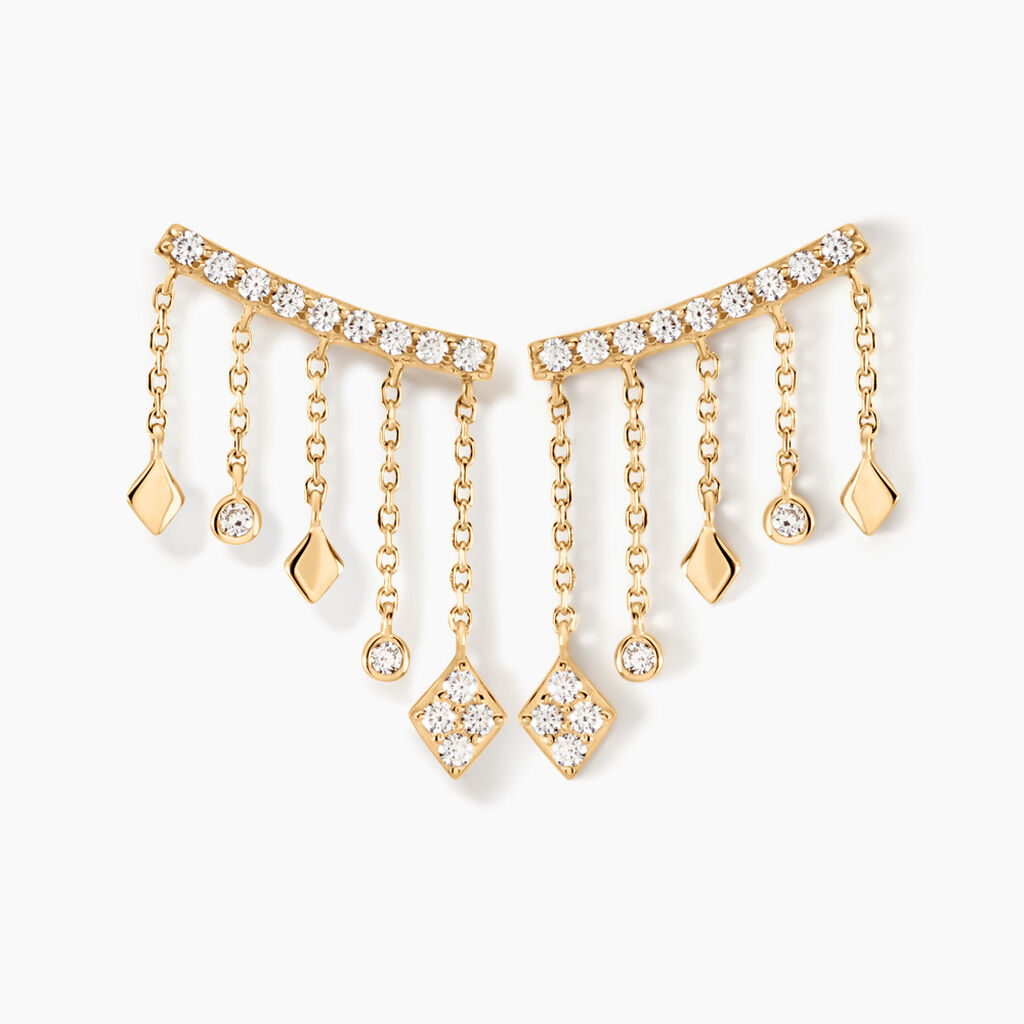 Boucles D'oreilles Pendantes Eclat D'etoile Or Jaune Oxyde - Boucles d'oreilles pendantes Femme | Histoire d&rsquo;Or