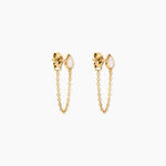 Boucles D'Oreilles Pendantes Ondee Argent Dor&eacute; A L'Or 750/1000 Nacre - Boucles d'oreilles pendantes Femme | Histoire d&rsquo;Or
