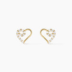 Boucles D'oreilles Puces Elsy C&oelig;ur Or Jaune Oxyde De Zirconium - Clous d'oreilles Femme | Histoire d&rsquo;Or