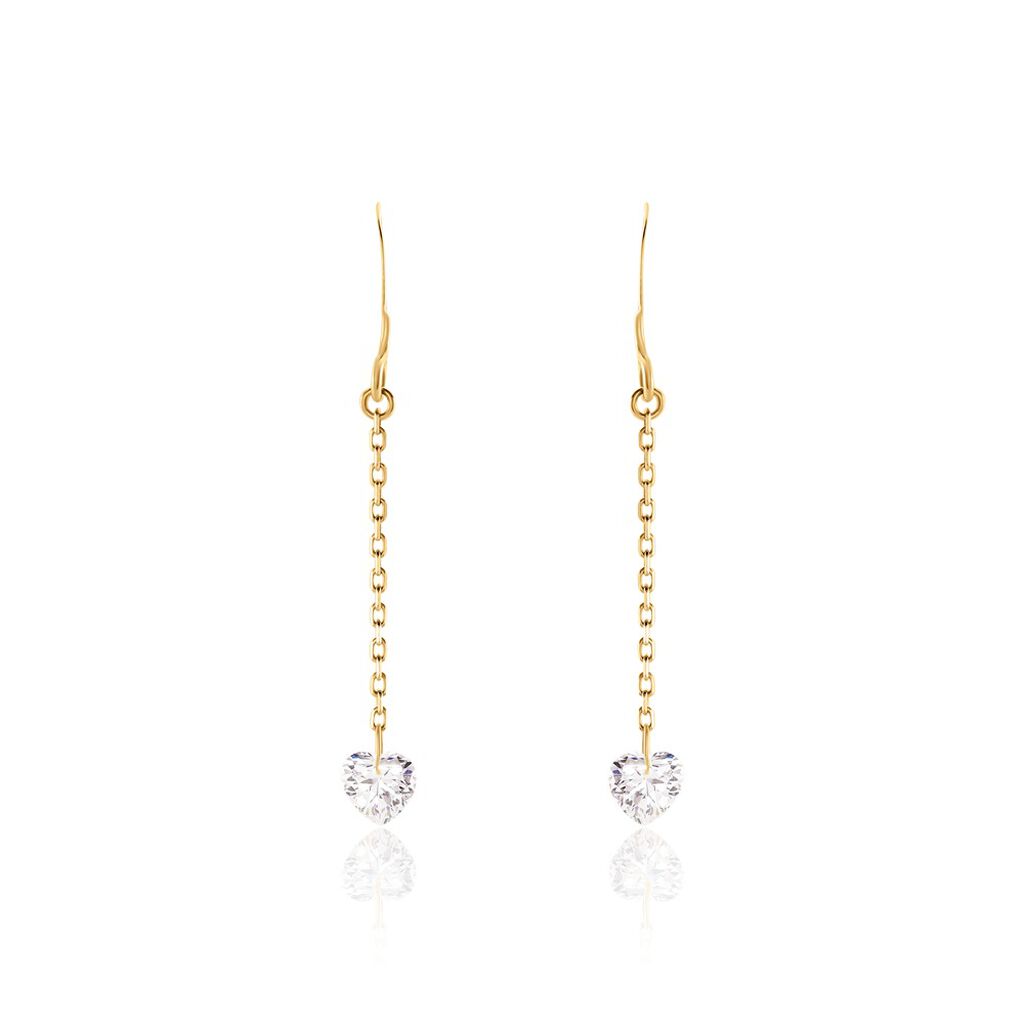 Boucles D'oreilles Pendantes Crush Plaqué Or Jaune Oxyde De Zirconium - Boucles d'oreilles fantaisie Femme | Histoire d’Or