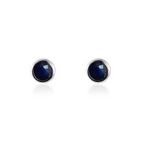 Boucles D'oreilles Puces Edy Serti Clos Or Blanc Saphir