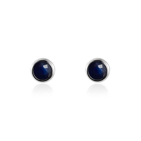 Boucles D'oreilles Puces Edy Serti Clos Or Blanc Saphir - Clous d'oreilles Famille | Histoire d’Or