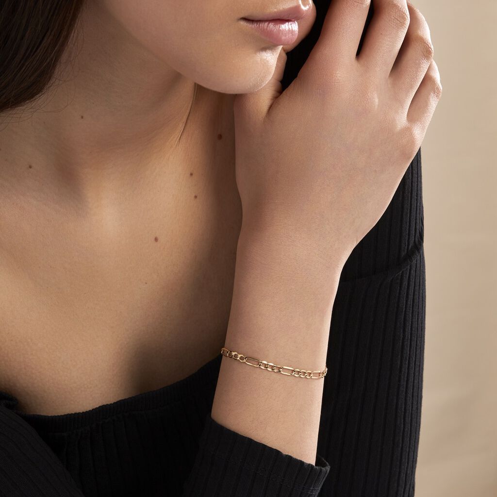 Bracelet Or Jaune Maille Alternée 1/3 - Bracelets chaîne Femme | Histoire d’Or