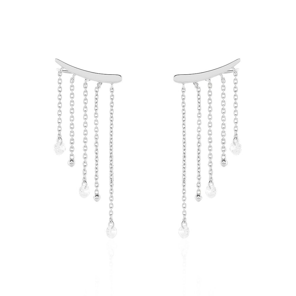 Boucles D'oreilles Pendantes Cainan Argent Blanc Oxyde De Zirconium - Boucles d'oreilles fantaisie Femme | Histoire d&rsquo;Or