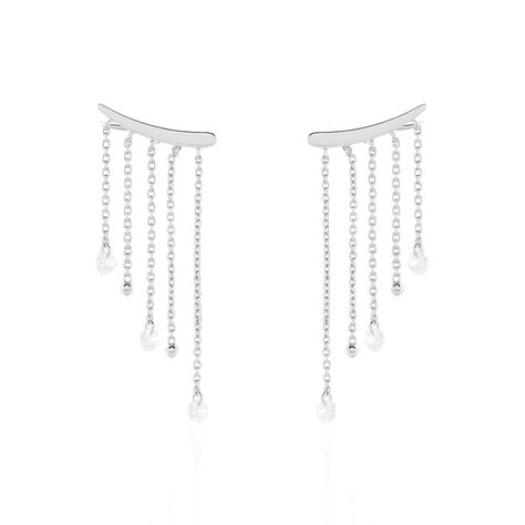 Boucles D'oreilles Pendantes Cainan Argent Blanc Oxyde De Zirconium - Boucles d'oreilles fantaisie Femme | Histoire d&rsquo;Or