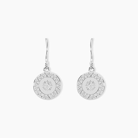 Cr&eacute;oles Isra Argent Blanc Oxyde De Zirconium - Boucles d'oreilles cr&eacute;oles Femme | Histoire d&rsquo;Or