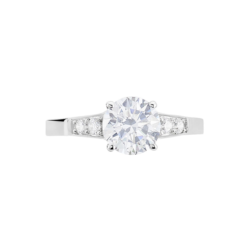 Bague Ivonne Or Blanc Oxyde De Zirconium - Bagues solitaires Femme | Histoire d&rsquo;Or