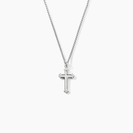 Collier Argent Blanc Nicolaos - Colliers Croix Homme | Histoire d’Or