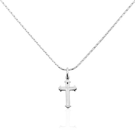 Collier Argent Blanc Nicolaos - Colliers Croix Homme | Histoire d’Or