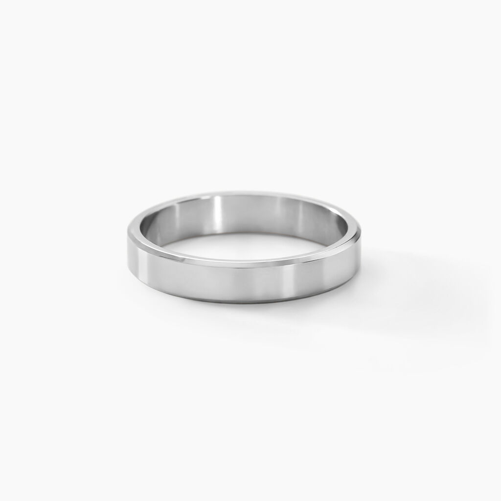 Alliance Inayah Ruban Plat Argent Blanc - Alliances Famille | Histoire d’Or