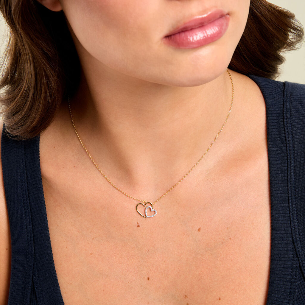 Collier Marineta Argent Dor&eacute; A L'Or 750/1000 Oxyde De Zirconium - Colliers  | Histoire d&rsquo;Or
