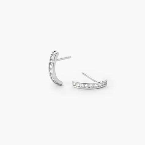 Boucles D'oreilles Puces Elenore Argent Blanc Oxyde De Zirconium - Boucles d'oreilles fantaisie Femme | Histoire d&rsquo;Or