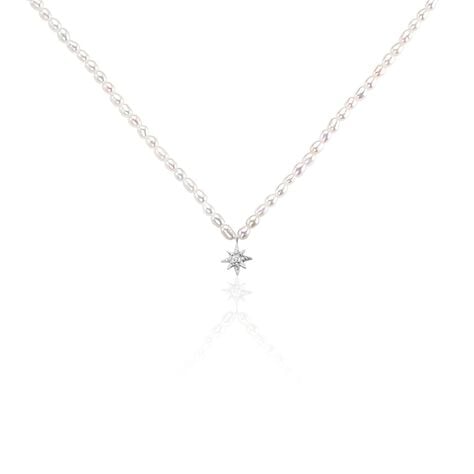 Collier Shelah Argent Blanc Perle De Culture Oxyde De Zirconium - Colliers Femme | Histoire d&rsquo;Or