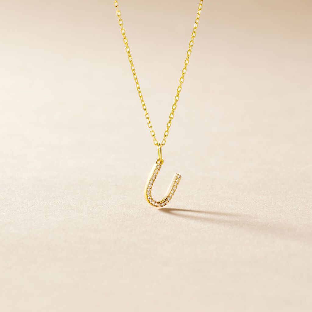 Pendentif Lettre U Or Jaune Oxyde - Pendentifs Famille | Histoire d&rsquo;Or