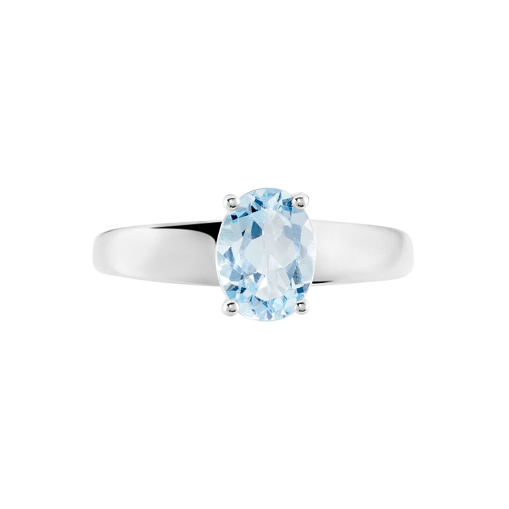 Bague Cassius Or Blanc Topaze Bleu Sky - Bagues solitaires Femme | Histoire d’Or