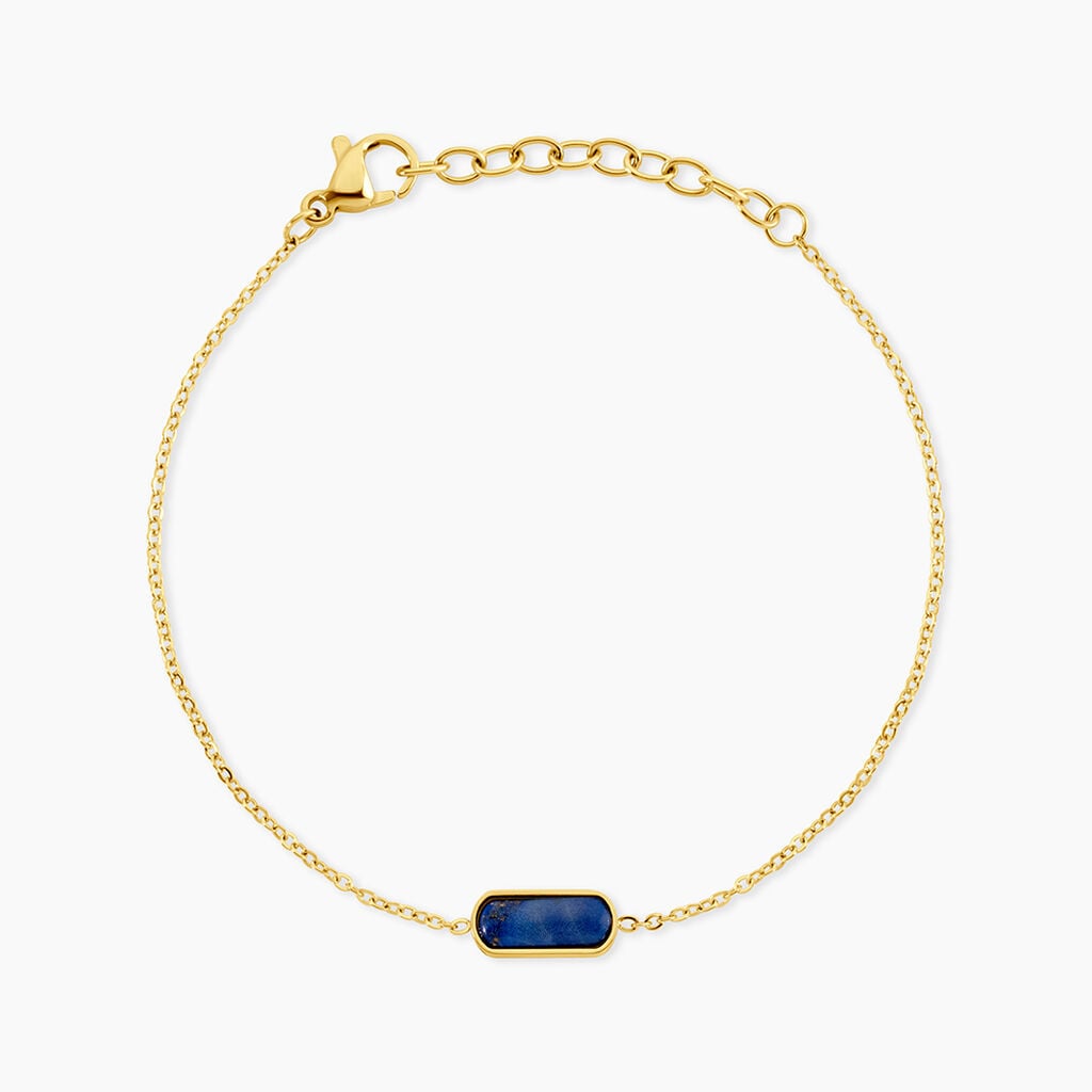 Bracelet Jazz Acier Jaune Lapis Lazuli - Bracelets Pierre Femme | Histoire d&rsquo;Or