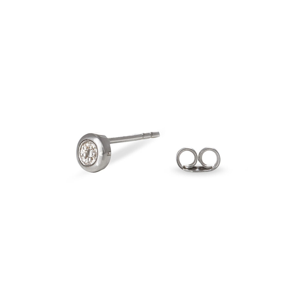 Boucles D'oreilles Puces Fatiana Or Blanc Diamant - Clous d'oreilles Femme | Histoire d&rsquo;Or