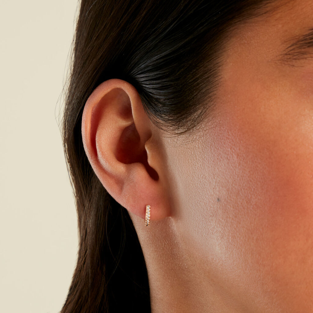 Cr&eacute;ole Unitaire Kalinda Plaqu&eacute; Or Jaune Oxyde De Zirconium - Piercings d'oreilles Femme | Histoire d&rsquo;Or
