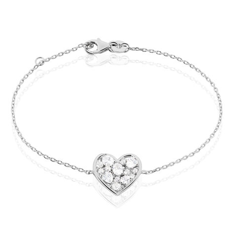 Bracelet Valentine Argent Blanc Oxyde De Zirconium - Bracelets Coeur Femme | Histoire d’Or