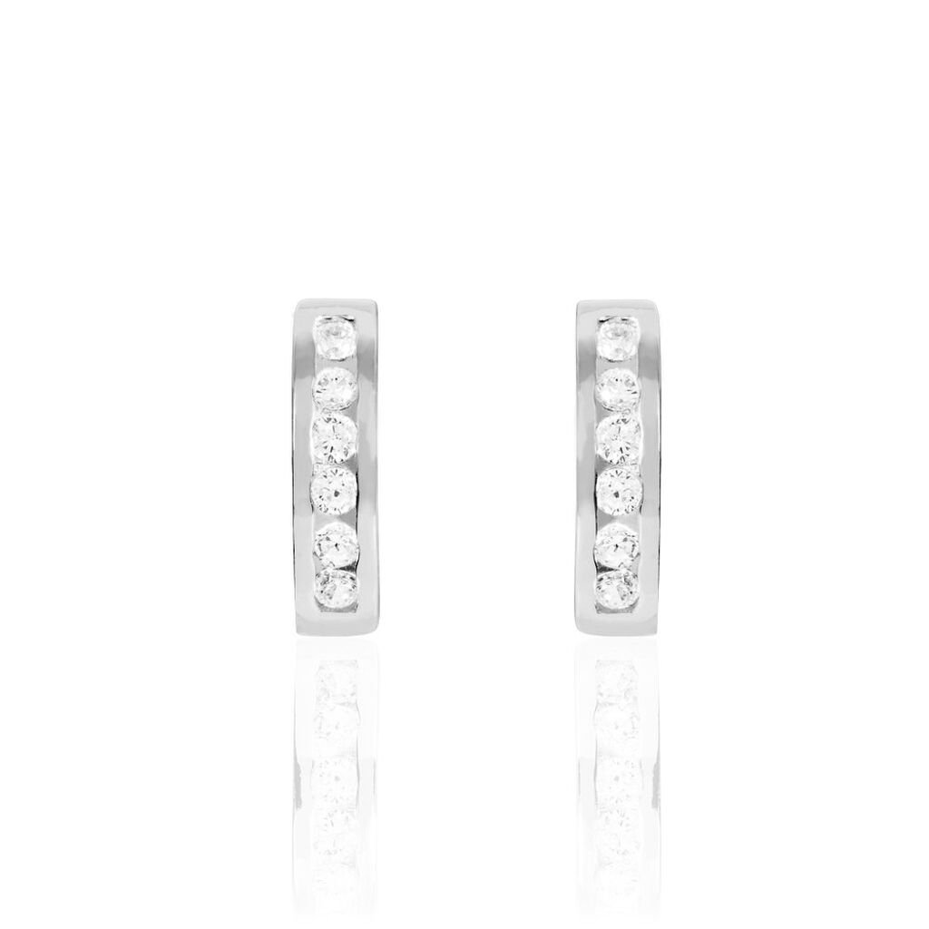 Créoles Tuna Rondes Argent Blanc Oxyde De Zirconium - Boucles d'oreilles créoles Femme | Histoire d’Or