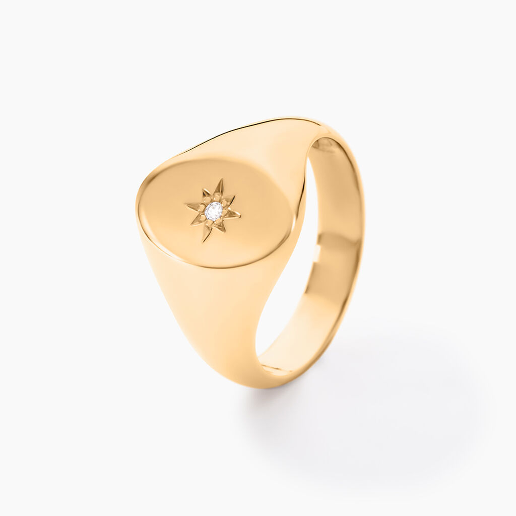 Chevali&egrave;re Gwennen Plaqu&eacute; Or Oxyde De Zirconium - Bagues solitaires Femme | Histoire d&rsquo;Or