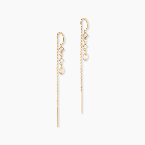 Boucles D'oreilles Pendantes Akoni Plaqu&eacute; Or Jaune Oxyde De Zirconium - Boucles d'oreilles fantaisie Femme | Histoire d&rsquo;Or