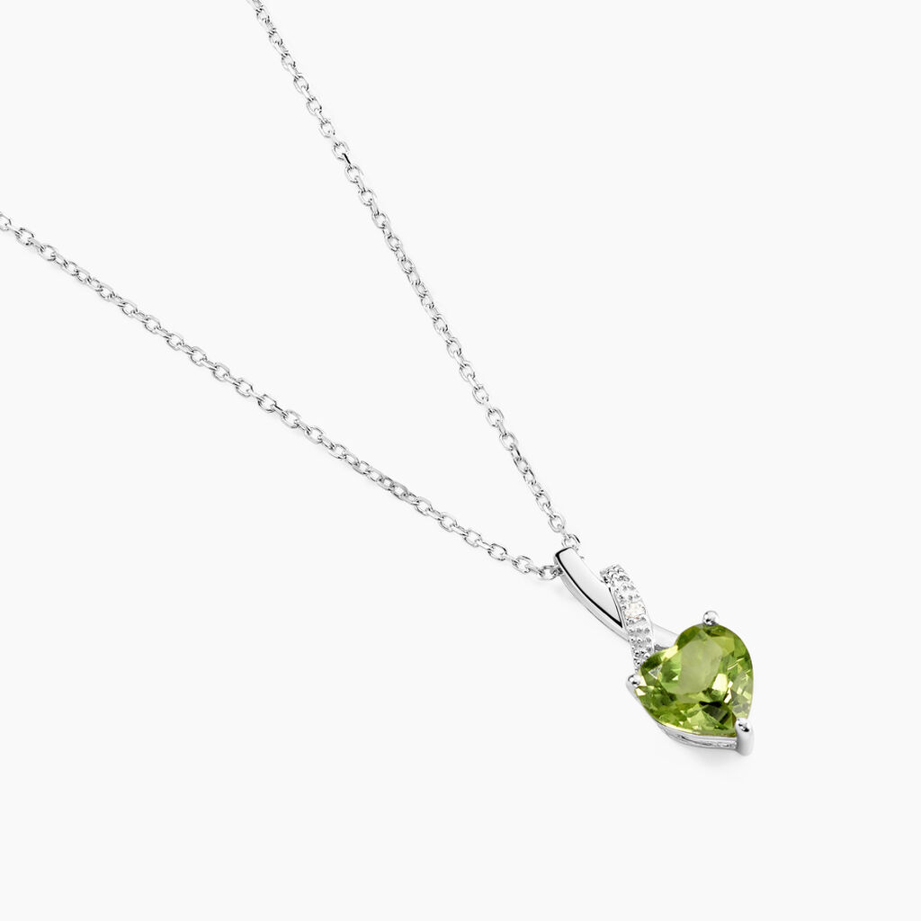 Collier Or Blanc Clothilde Péridot - Colliers Femme | Histoire d’Or