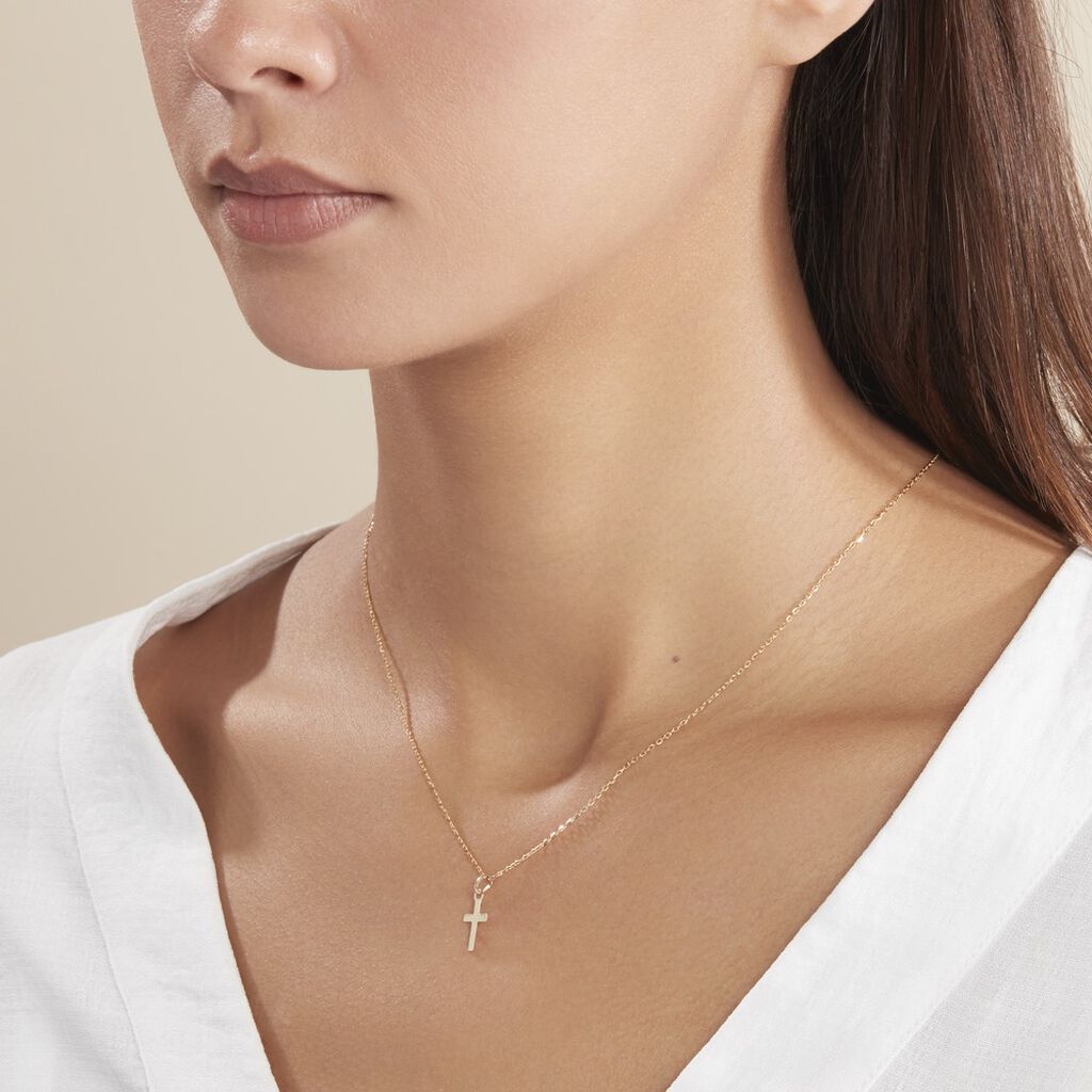 Pendentif Alyssa Croix Or Jaune - Pendentifs Baptême Unisex | Histoire d’Or
