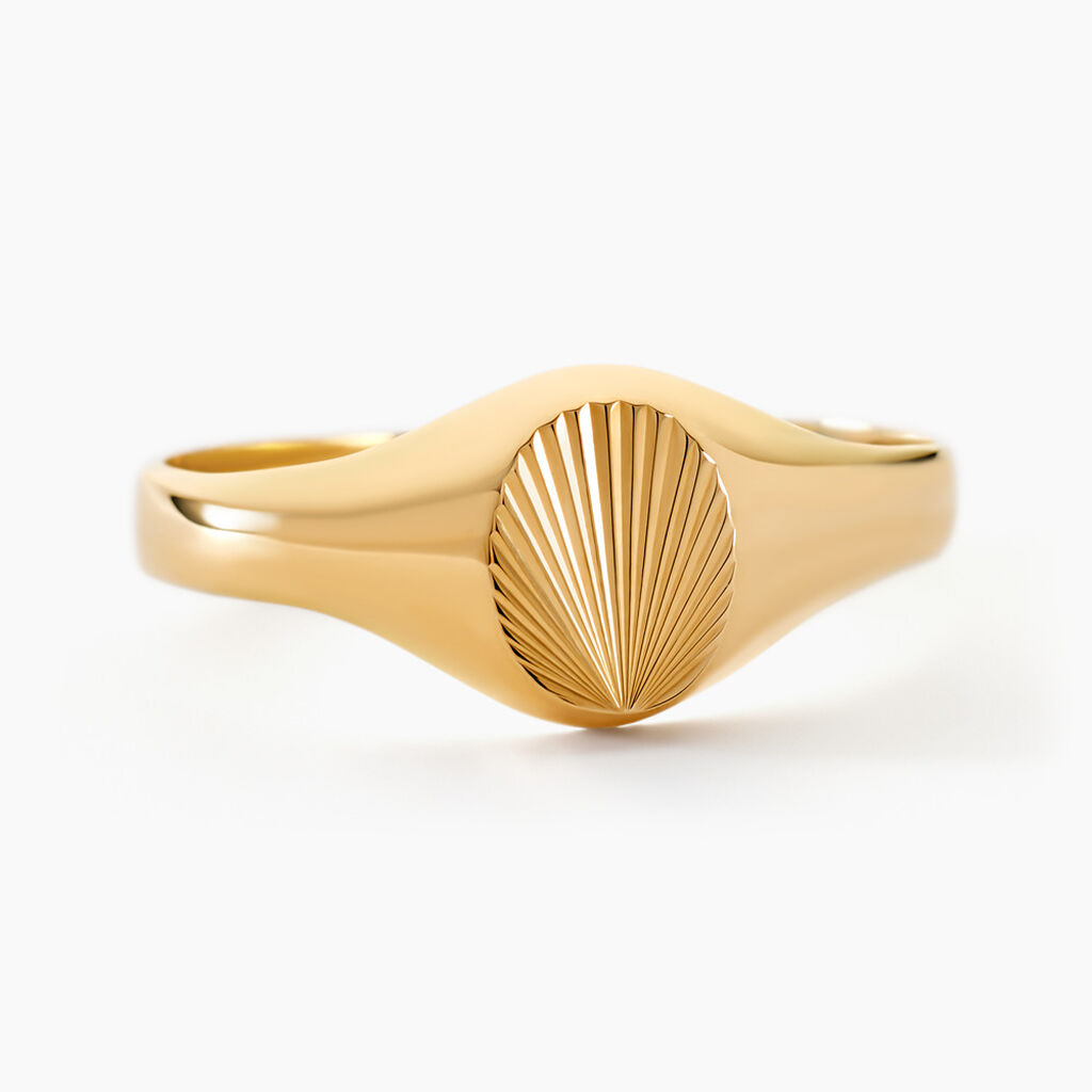 Chevaliere Solarium Or Jaune Ovale Soleil - Chevali&egrave;res Famille | Histoire d&rsquo;Or