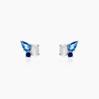Boucles D'oreilles Puces Doja Argent Blanc Verre Spinelle