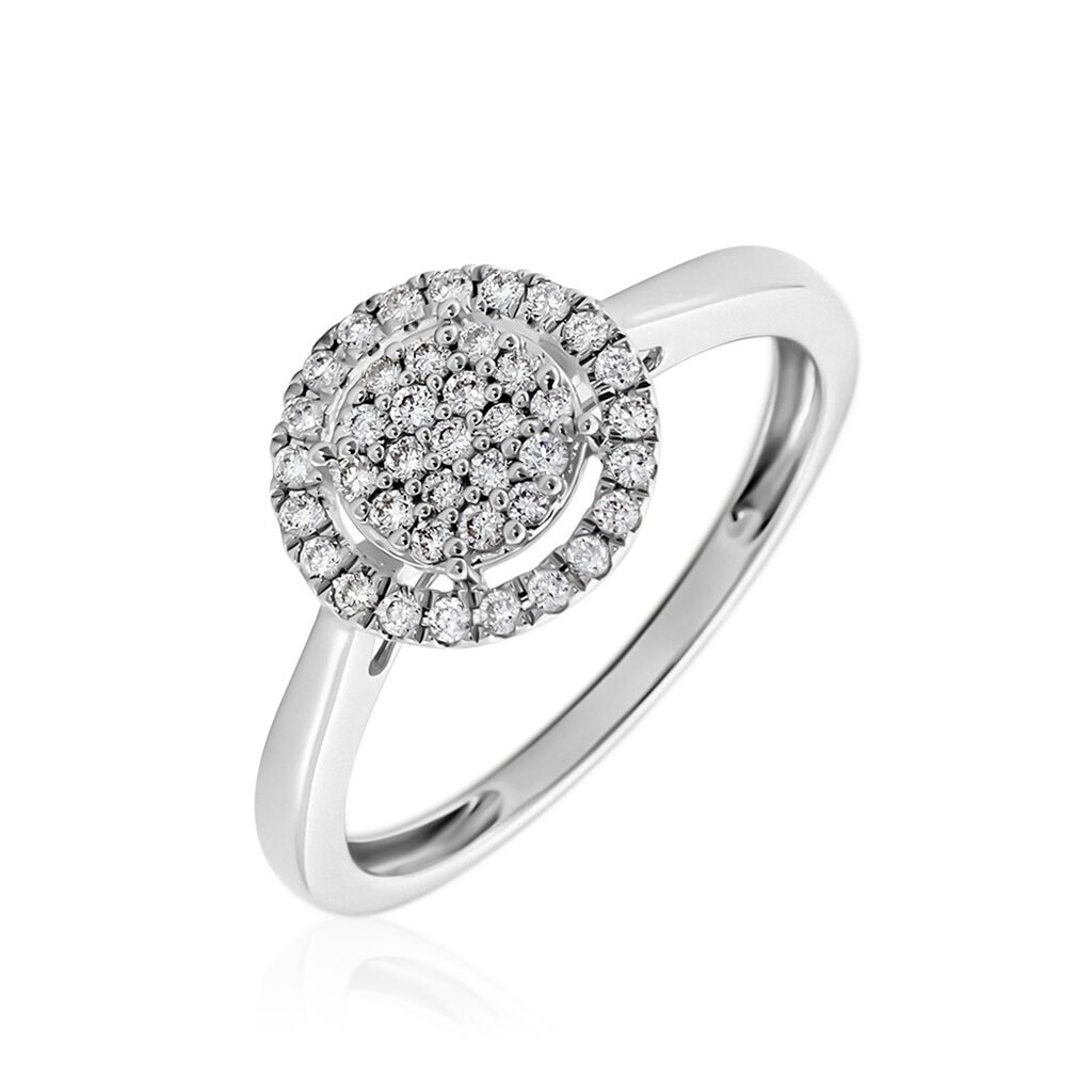 Bagues avec pierre Cercle Or Diamant Synthétique Ronde Griffes Blanc ...