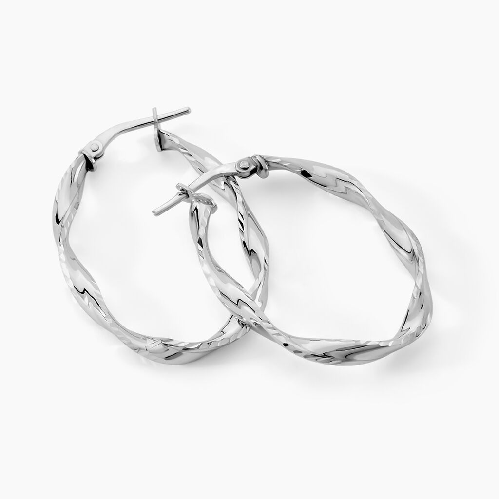 Créoles Argent Blanc Charlie - Boucles d'oreilles créoles Femme | Histoire d’Or