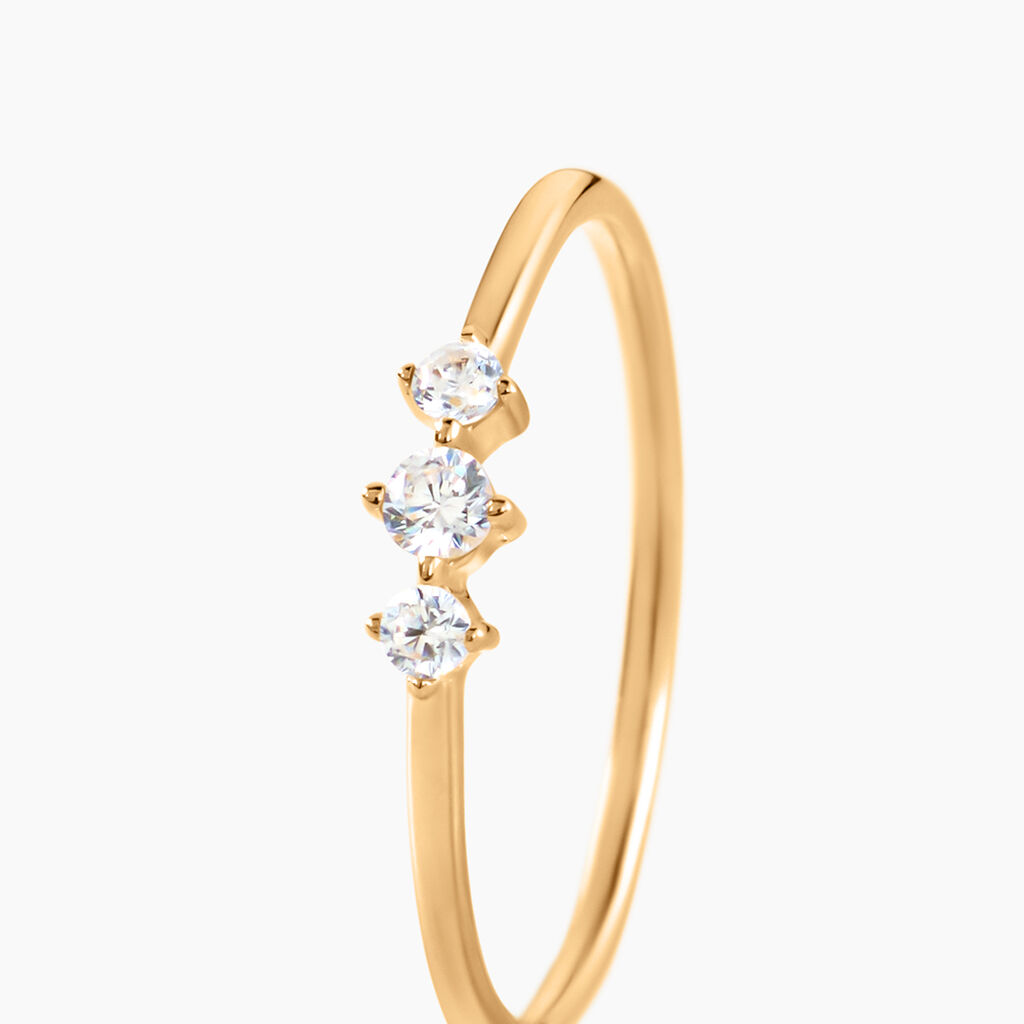 Bague Maelly Plaqu&eacute; Or Jaune Oxyde De Zirconium - Bagues de fian&ccedil;ailles ronde Femme | Histoire d&rsquo;Or